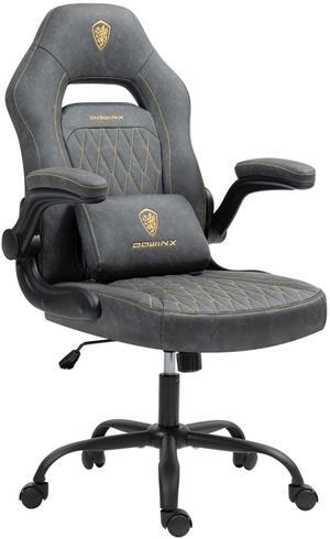 Dowinx Gaming Chair, Breathable PU Leather Gamer Chair with Pocket Spring Cushion, Adjustable Swivel Task Chair ,Ergonomic Computer Chair with  Lumbar Support,LS-666105 Grey