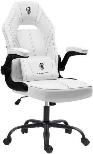 Dowinx Gaming Chair, Breathable PU Leather Gamer Chair with Pocket Spring Cushion, Adjustable Swivel Task Chair ,Ergonomic Computer Chair with  Lumbar Support,LS-666105 White
