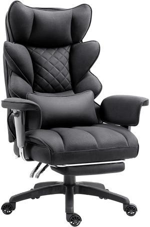 Dowinx Big and Tall Office Chair with Pocket Spring Cushion and Lumbar Support,Executive Desk Chair with Footrest,High Back Computer Gaming Chair with Adjustable Armrests,(PU Leather, Black)LS-66BG101