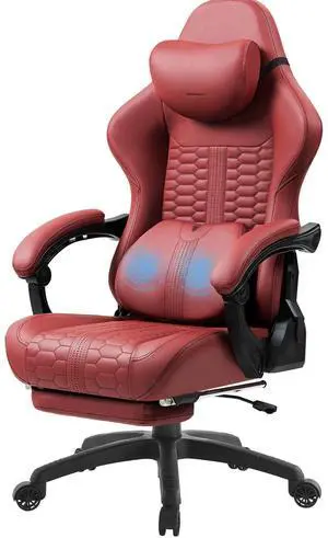 Dowinx Gaming Chair Big and Tall with Dual-Point Massage Lumbar Support, Video Game Chairs for Adults with Footrest, Ergonomic Computer Chair High Back 360° Swivel, PU Leather Recliner 400LBS Red Dowinx Gaming Chair Big and Tall with Dual-Point Massage Lumbar Support, Video Game Chairs for Adults with Footrest, Ergonomic Computer Chair High Back 360° Swivel, PU Leather Recliner 400LBS Red