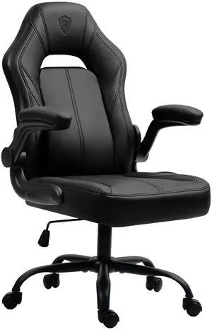 Dowinx Gaming Chair, Breathable PU Leather Gamer Chair with Pocket Spring Cushion, Swivel Desk Chair with adjustable seat and armrests, Ergonomic Computer Chair with reclining backrest, Black