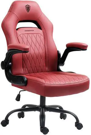 Dowinx Gaming Chair, Breathable PU Leather Gamer Chair with Pocket Spring Cushion, Swivel Desk Chair with adjustable seat and armrests, Ergonomic Computer Chair with reclining backrest, Red