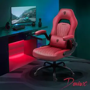 Dowinx Gaming Chair, Breathable PU Leather Gamer Chair with Pocket Spring Cushion, Adjustable Swivel Task Chair ,Ergonomic Computer Chair with  Lumbar Support,LS-666105 Red