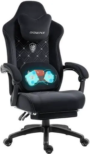 Dowinx Gaming Chair Fabric with Heated Massage Lumbar Support, Big and Tall Game Chair with Breathable Fabric Material, High Back Computer Chair with Footrest and Pocket Spring Cushion for Adult Dowinx Gaming Chair Fabric with Heated Massage Lumbar Support, Big and Tall Game Chair with Breathable Fabric Material, High Back Computer Chair with Footrest and Pocket Spring Cushion for Adult