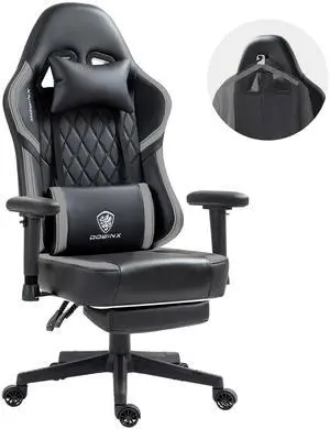 Dowinx Ergonomic Gaming Chair with Lumbar Support, High-Quality Breathable PU Leather for Durability, Adjustable Features for Personalized Comfort, Budget Friendly Game Chair, Ash