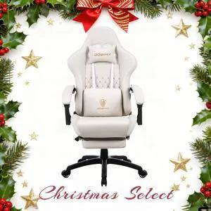 Dowinx High Back Gaming Chair with Massage Lumbar Support, Game Chair with Adjustable Headrest, Ergonomic Office Chair, Racing Chair with Footrest, PU Leather, White Dowinx High Back Gaming Chair with Massage Lumbar Support, Game Chair with Adjustable Headrest, Ergonomic Office Chair, Racing Chair with Footrest, PU Leather, White
