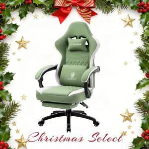 Dowinx Gaming Chair with Pocket Spring Cushion, Breathable Fabric Computer Chair with Gel Pad, Comfortable Office Chair with Storage Bag, Massage Game Chair with Footrest, Green Dowinx Gaming Chair with Pocket Spring Cushion, Breathable Fabric Computer Chair with Gel Pad, Comfortable Office Chair with Storage Bag, Massage Game Chair with Footrest, Green