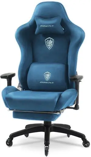 Dowinx Gaming Chair,Breathable Suede Fabric Game Chair with 3D Armrest and PU Wheels,Big and Tall Gaming Chair with Massage Lumbar Support,Ergonomic Computer Chair with Footrest, Blue Dowinx Gaming Chair,Breathable Suede Fabric Game Chair with 3D Armrest and PU Wheels,Big and Tall Gaming Chair with Massage Lumbar Support,Ergonomic Computer Chair with Footrest, Blue