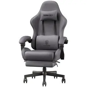 Dowinx Gaming Chair Fabric Big and Tall with Pocket Spring Cushion, Massage Game Chair Cloth with Headrest, Ergonomic Computer Chair with Footrest 350LBS, Grey Dowinx Gaming Chair Fabric Big and Tall with Pocket Spring Cushion, Massage Game Chair Cloth with Headrest, Ergonomic Computer Chair with Footrest 350LBS, Grey