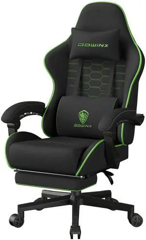 Dowinx Gaming Chair Fabric Big and Tall with Pocket Spring Cushion, Massage Game Chair Cloth with Headrest, Ergonomic Computer Chair with Footrest 350LBS, Black Green Dowinx Gaming Chair Fabric Big and Tall with Pocket Spring Cushion, Massage Game Chair Cloth with Headrest, Ergonomic Computer Chair with Footrest 350LBS, Black Green