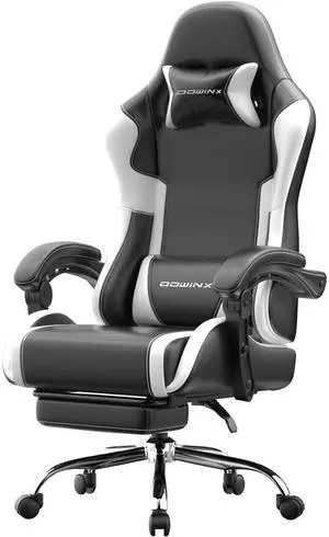 Dowinx Ergonomic Gaming Chair with Footrest, Reclining Office Chair with Massage Lumbar Support, Adjustable Height & Headrest Pillow, Heavy Duty 330lbs, Comfortable for Streaming Long Gaming, White Dowinx Ergonomic Gaming Chair with Footrest, Reclining Office Chair with Massage Lumbar Support, Adjustable Height & Headrest Pillow, Heavy Duty 330lbs, Comfortable for Streaming Long Gaming, White