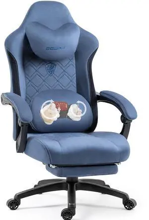 Dowinx Gaming Chair Fabric with Heated Shiatsu Massage Lumbar Support, Big and Tall Game Chair Breathable with Footrest and Pocket Spring Cushion, High Back Computer Chair for Adult, Blue Dowinx Gaming Chair Fabric with Heated Shiatsu Massage Lumbar Support, Big and Tall Game Chair Breathable with Footrest and Pocket Spring Cushion, High Back Computer Chair for Adult, Blue