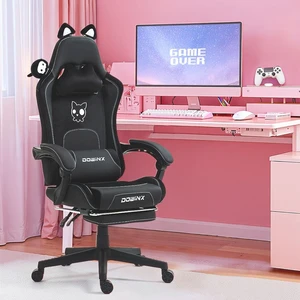 Dowinx Cute Cat-Ear Gaming Chair with Massaging Lumbar Support, Ergonomic Computer Gaming Chair for Girl and Adults, Reclining Comfort Game Chair with Footrest,Black Dowinx Cute Cat-Ear Gaming Chair with Massaging Lumbar Support, Ergonomic Computer Gaming Chair for Girl and Adults, Reclining Comfort Game Chair with Footrest,Black
