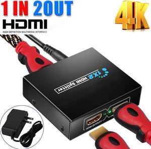 HDMI 1 in 2 out 1080p 4K 1x2 HDCP Stripper 3D Splitter Power Signal Amplifier