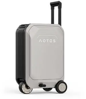 MEGAWHEELS AOTOS L2 Electric Luggage Rideable Smart Suitcase For Effortless Fast And Stylish Travel with 6.2mph Max Speed 6.2 miles Range APP Control and Power Bank Function in Silver Color
