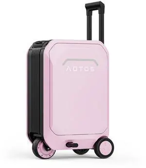 MEGAWHEELS AOTOS L2 Electric Luggage Rideable Smart Suitcase For Effortless Fast And Stylish Travel with 6.2mph Max Speed 6.2 miles Range APP Control and Power Bank Function in Pink Color