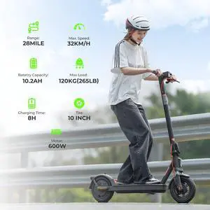 MEGAWHEELS E2 Foldable Electric Scooter for Commuting with 20mph Max Speed, 28 Miles Range along with APP Control and Front Twin-tube Shock Absorber