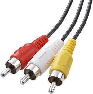 Cmple 3-Male RCA to 3-Male RCA Composite Video Audio AV Cable - Gold Plated  - 1.5 Feet