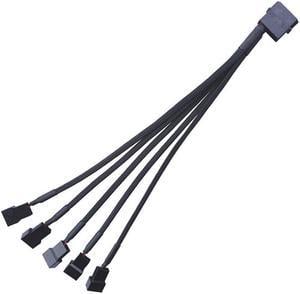 Fan Splitter Cable 4-pin IDE to 4pin 3pin Adapter 1 to 5 Internal Power Extension Wire Hub 10 inches