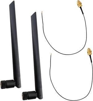 QAREQU 6dBi Wireless LAN Antenna RP-SMA MHF4 Extension Cable for M.2 WiFi Network Card