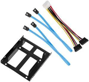 2.5 SSD 2 Hard Disk to 3.5 Bracket PC Drive Tray Holder Mount SATA Cable Kit 2.5 SSD 2 Hard Disk to 3.5 Bracket PC Drive Tray Holder Mount SATA Cable Kit