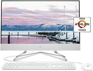 HP 24-inch All-in-One Desktop Computer, AMD Athlon Silver 3050U Processor, 8 GB RAM, 256 GB SSD, Windows 10 Home (24-dd0010, White) (9ED55AA#ABA)