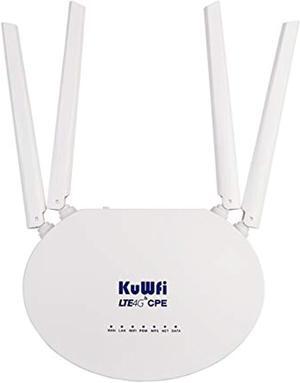 KuWFi 4G LTE SIM Router Wireless WiFi Internet 300Mbps Unlocked with 4pcs Non-Detachable Antennas Mobile WiFi Hotspot for B2/B4/B5/B12/B13/B17/B18/B25/B26[Not for Verizon] (CPE812-US)