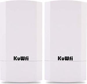 KuWFi 2-Pack 300Mbps Wireless Outdoor CPE Kit Point-to-Point Wireless Access Point 2.4G WiFi Bridge Supports 1KM Transmission Distance Solution for PTP/PTMP (Pre-Program) (CPE70R)
