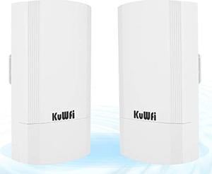 KuWFi 2-Pack Wireless Long Range WiFi Bridge 5.8G 900Mbps Point to Point Access Point Indoor/Outdoor AP CPE Kit Supports 2-3KM Anti-Interference for PTP/PTMP (CPE80R(CPE200M))