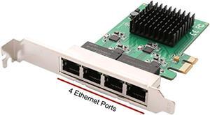 4 Port Quad Gigabit Ethernet PCI Express 2.1 PCI-E x1 Network Interface Card (NIC) 10/100/1000 Mbps Realtek Chipset SI-PEX24042 (SI-PEX24042)