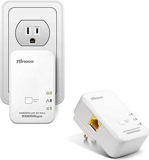 7INOVA(Wired Start Kit) AV500 Mini Ethernet Powerline Adapter Kit-Plug and Play Network Bridge