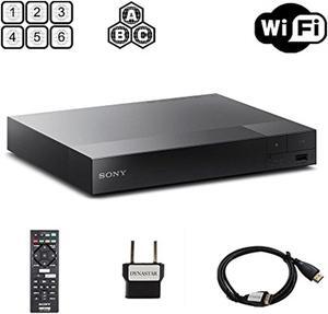 Sony BDP-S3700 Region Free Blu-ray Player, Multi Region Smart WiFi 110-240 Volts, 6FT HDMI Cable  and  Dynastar Plug Adapter Bundle Package