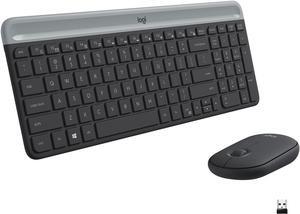 Logitech - MK470 Full-size Wireless Scissor Keyboard and Mouse Bundle for Windows with Quiet clicks - Black/Gray (920-009437)