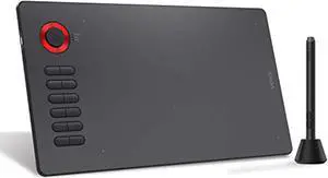 VEIKK A15 Pro Graphics Drawing Tablet 10 x 6 inch Digital Drawing Tablet with 12 Hotkeys and a Quick Dial (8192 Level Pressure Battery -Free Stylus) (VKA15PRO001)