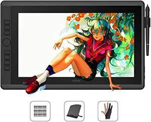 VEIKK VK1560 Pro 15.6 Inch Pen Display Graphics Monitor IPS HD Screen Drawing Monitor with 7 Shortcut Keys and a Quick Dial (92%NTSC,8192 Level Pressure,2 Battery Free Pen) (VK1560PRO190805)