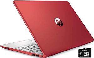2021 HP Pavilion 15 15.6" HD Laptop Computer, Intel Pentium Gold 6405U 2.4 GHz, 8GB DDR4, 128GB SSD, Webcam, USB-C, HDM, WiFi, Windows 10 S, Scarlet Red, TiTac MicroSD Card