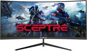 Sceptre 30 inch Curved Gaming Monitor 219 2560x1080 Ultra Wide Ultra Slim HDR400 1ms HDMI DisplayPort up to 200Hz Buildin Speakers Picture by Picture Metal Black C305B200UN1 C305B200UN1