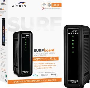 ARRIS - SURFboard AC1600 Dual-Band Router with 16 x 4 DOCSIS 3.0 Cable Modem - Black (SBG10)