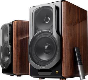Edifier - S2000MKIII Powered Bluetooth Bookshelf, Computer - 130W Line-in Optical Input - Tri-Amped Studio Monitor 2.0 Speakers - Wood/Black (S2000MKIII)