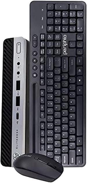 HP EliteDesk 800G3 Micro Desktop Computer PC, Intel Quad Core i5, 16GB RAM, 512 GB SSD, Windows 10 Pro, Periphio Wireless Keyboard  and  Mouse, WiFi (Renewed)