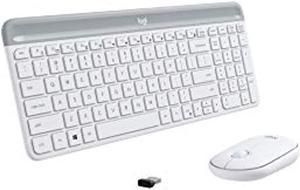 Logitech MK470 Slim Wireless Keyboard and Mouse Combo - Low Profile Compact Layout, Ultra Quiet Operation, 2.4 GHz USB Receiver with Plug and Play Connectivity, Long Battery Life - Off Wh (920-009443)