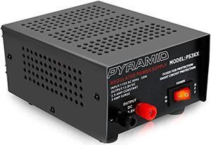 Universal Compact Bench Power Supply - 2.5 Amp Linear Regulated Home Lab Benchtop AC-to-DC 12V Converter w/ 13.8 Volt DC 115V AC 50 Watt Power Input, Screw Type Terminals, Cooling Fan - Pyramid PS3KX