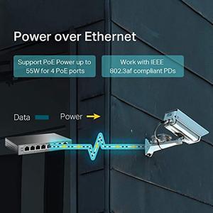 TP-Link TL-SG108PE V3 | 8 Port Gigabit PoE Switch | Easy Smart Managed | 4 PoE+ Ports @64W | Plug  and  Play | Sturdy Metal w/ Shielded Ports | Fanless | QoS, Vlan  and  IGMP | Limited Li (TL-SG108PE)