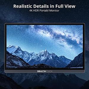 Dragon Touch 4K Portable Monitor - 15.6 Inch IPS HDR Gaming Monitor 100% sRGB FreeSync with Speakers VESA Compatible for Xbox PS4 Nintendo Switch Laptop PC Phone Mac Surface