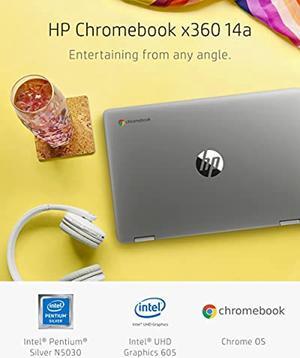 HP Chromebook x360 14a 2-in-1 Laptop, Intel Pentium Silver N5030, 4 GB RAM, 64 GB eMMC, 14? HD Micro-Edge Touchscreen, Chrome OS, 720p Webcam, Dual Speakers, Long Battery Life (14a-ca002 (4M109UA#ABA)