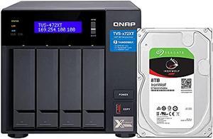 QNAP 4 Bay Thunderbolt NAS with 12TB Storage Capacity, Preconfigured RAID 5 Seagate IronWolf Drives Bundle (TVS-472XT-i3-4G-48R-US)