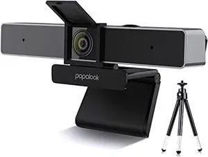2021 PAPALOOK 2K Ultra HD Zoomable Webcam with Dual Microphone, Fixed Focus Web Camera with Tripod and Privacy Cover, 90° Wide-Angle View for Desktop/Laptop/Mac, Work with Skype/Zoom/WebEx (PA-PA920)