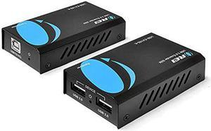Orei USB Over Cat5e/6 Extender Upto 165 Feet - Extends USB 2.0 Signal Over LAN Ethernet with 2 Ports - Power Over Cable for Long Distance Extension Supports All Operating System (USB-EX1 (USB-EX165-K)