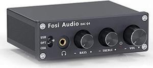 Fosi Audio Q4 Headphone Amplifier Mini Stereo DAC 24-Bit 192 KHz USB Optical Coaxial to RCA AUX Digital-to-Analog Audio Converter Adapter for Home Desktop Powered Active Speakers