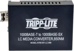 Tripp Lite Network Copper RJ45 Ethernet to Fiber LC Duplex Multimode Extender Converter, 850nm Wavelength, Gigabit 10/100/1000 UTP, Extend 1800 Feet / 550M, 2-Year Warranty (N785-001- (N785-001-LC-MM)